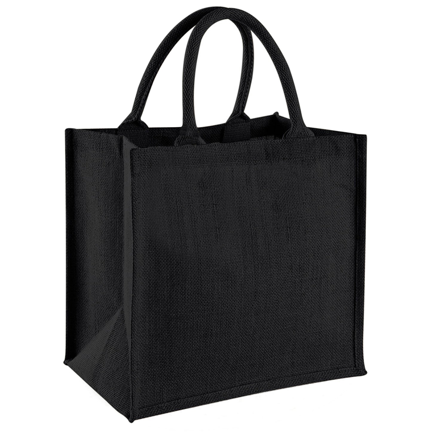 Black - Lifestyle - Westford Mill Jute Mini Tote Shopping Bag (14 Litres)