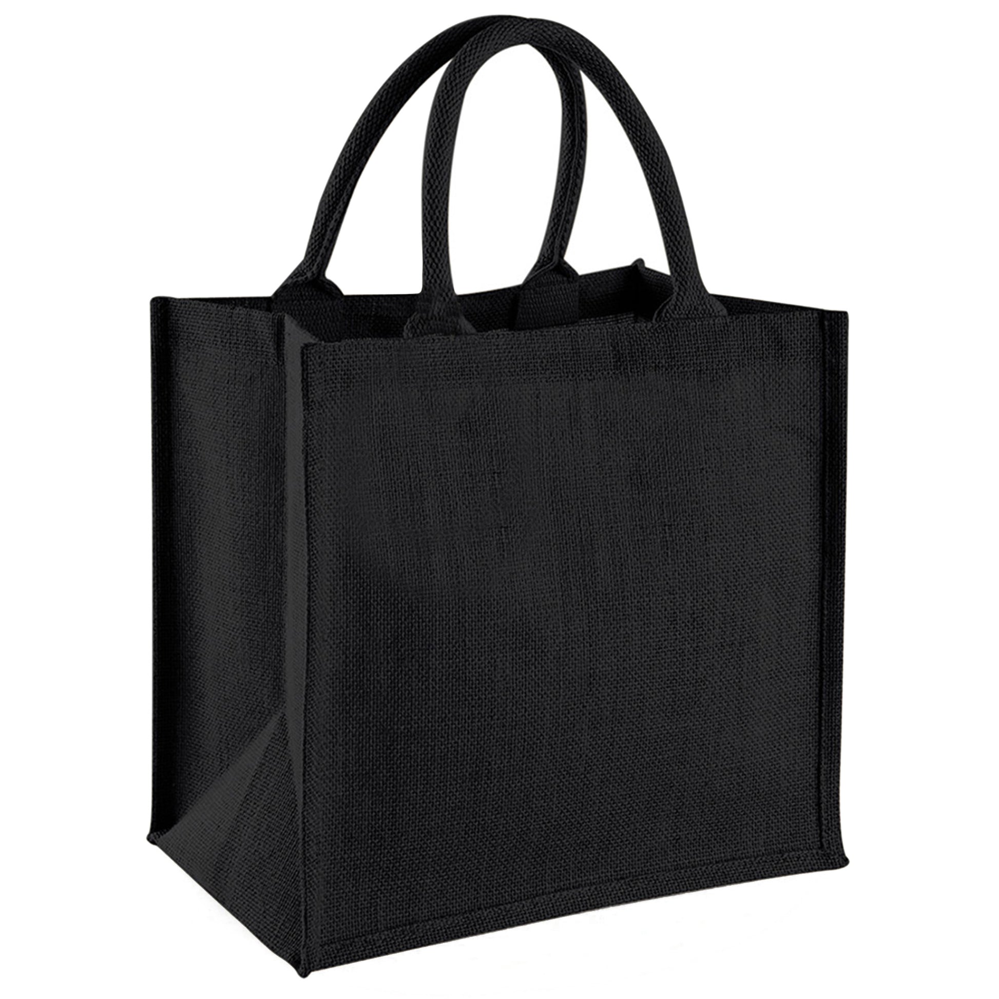 Black - Lifestyle - Westford Mill Jute Mini Tote Shopping Bag (14 Litres)