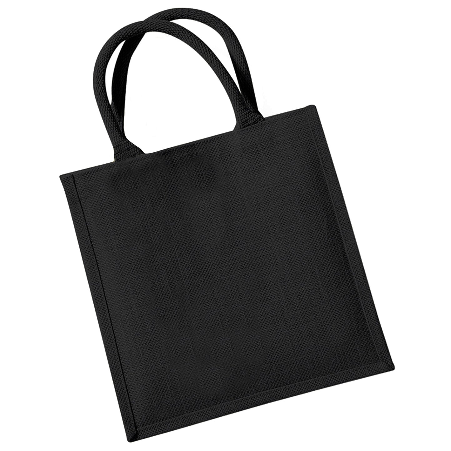 Black - Side - Westford Mill Jute Mini Tote Shopping Bag (14 Litres)