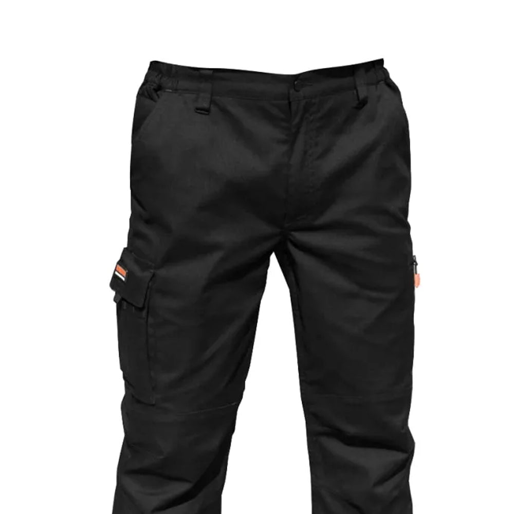 Black - Back - Result Mens Stretch Work Trousers - Pants (34inch Long Length)
