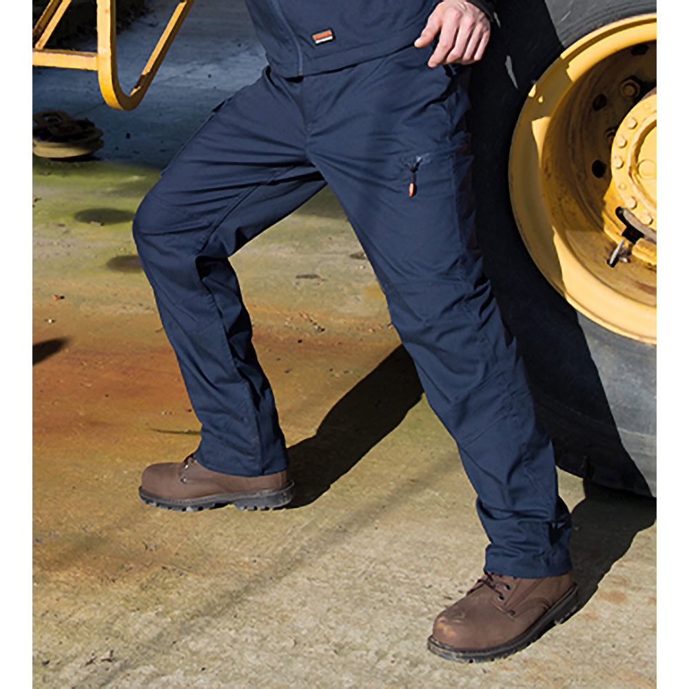 Navy Blue - Side - Result Mens Stretch Work Trousers - Pants (32 Inch Leg Length)