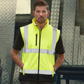 Hi-Vis Yellow-Navy - Back - Yoko Mens Hi Vis Softshell Bodywarmer - Workwear