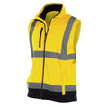 Hi-Vis Yellow-Navy - Side - Yoko Mens Hi Vis Softshell Bodywarmer - Workwear