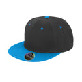 Black-Azure Blue - Front - Result Unisex Core Bronx Original Flat Peak Snapback Dual Colour Cap