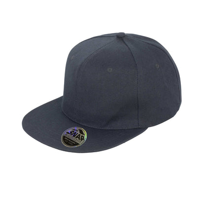 Black - Front - Result Unisex Core Bronx Original Flat Peak Snapback Solid Colour Cap