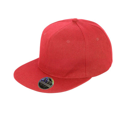 Red - Front - Result Unisex Core Bronx Original Flat Peak Snapback Solid Colour Cap