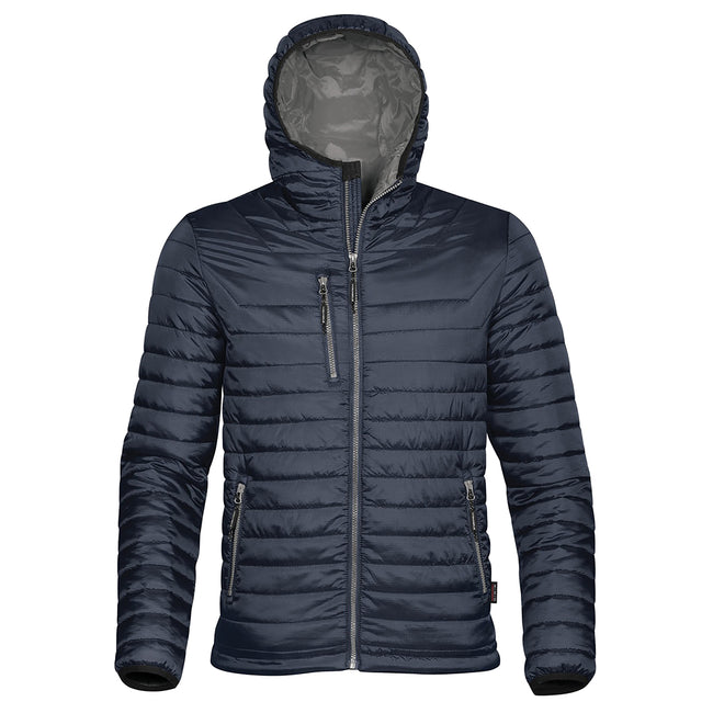 Navy-Charcoal - Front - Stormtech Mens Gravity Hooded Thermal Winter Jacket (Durable Water Resistant)
