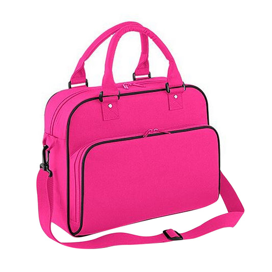 Fuchsia-Black - Front - Bagbase Compact Junior Dance Messenger Bag (15 Litres)