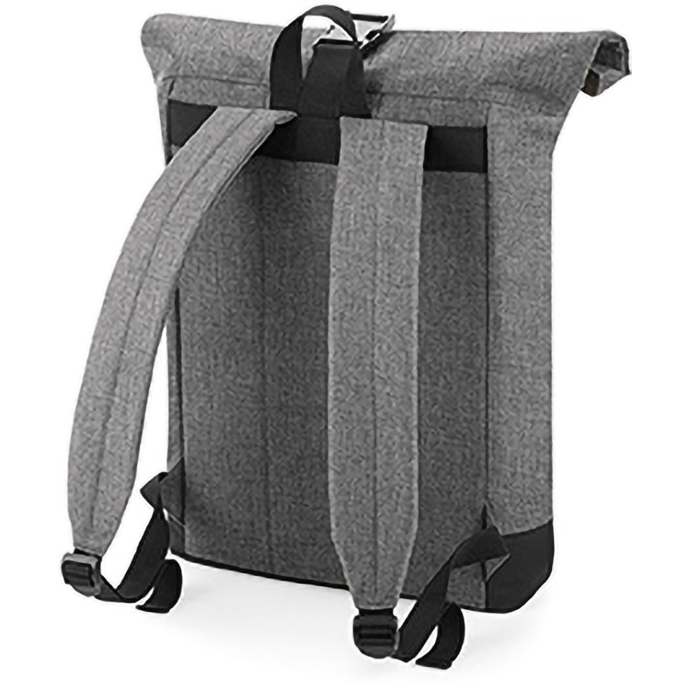 Grey-Black Marl - Back - Bagbase Roll-Top Backpack - Rucksack - Bag (12 Litres)
