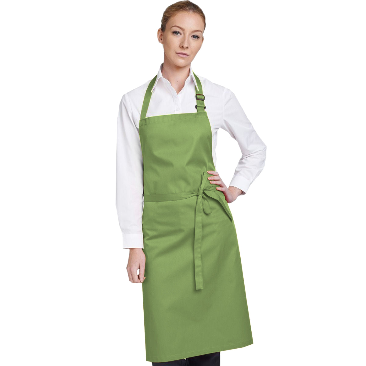 Light Olive - Back - Dennys Multicoloured Bib Apron 28x36ins