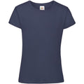 Navy Blue - Front - Fruit Of The Loom Girls Sofspun Short Sleeve T-Shirt