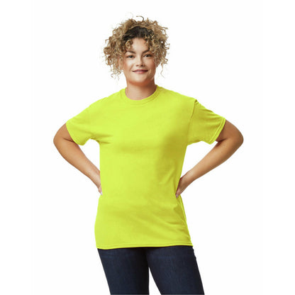 Safety Green - Side - Gildan DryBlend Adult Unisex Short Sleeve T-Shirt