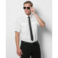 White - Side - Kustom Kit Mens Short Sleeve Pilot Shirt
