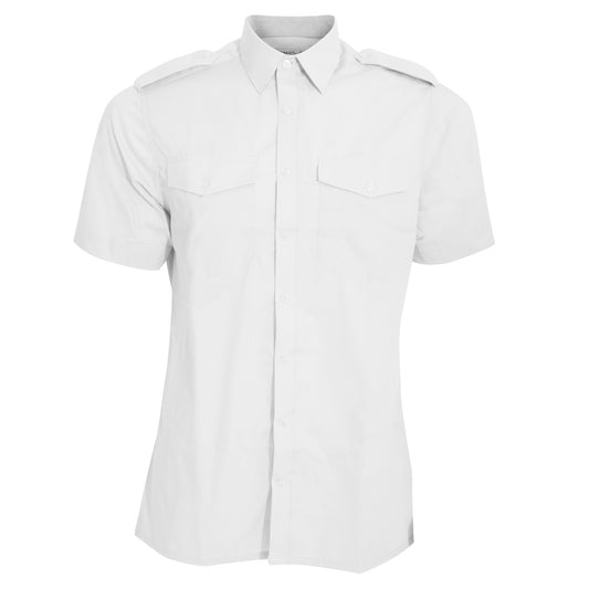 White - Front - Kustom Kit Mens Short Sleeve Pilot Shirt