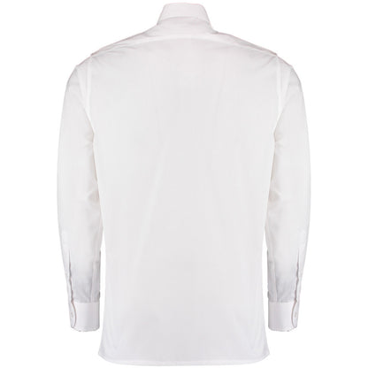 White - Back - Kustom Kit Mens Long Sleeve Pilot Shirt