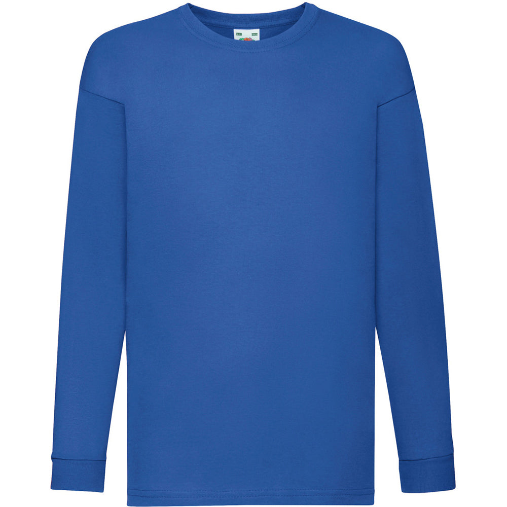 Royal - Front - Fruit Of The Loom Childrens-Kids Long Sleeve T-Shirt