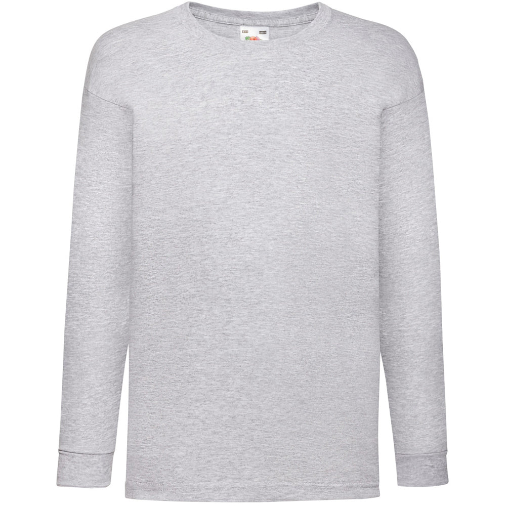 Heather Grey - Front - Fruit Of The Loom Childrens-Kids Long Sleeve T-Shirt