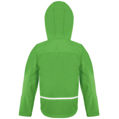 Vivid Green-Black - Back - Result Core Kids Unisex Junior Hooded Softshell Jacket