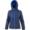 Navy-Royal - Front - Result Core Womens-Ladies Lite Hooded Softshell Jacket