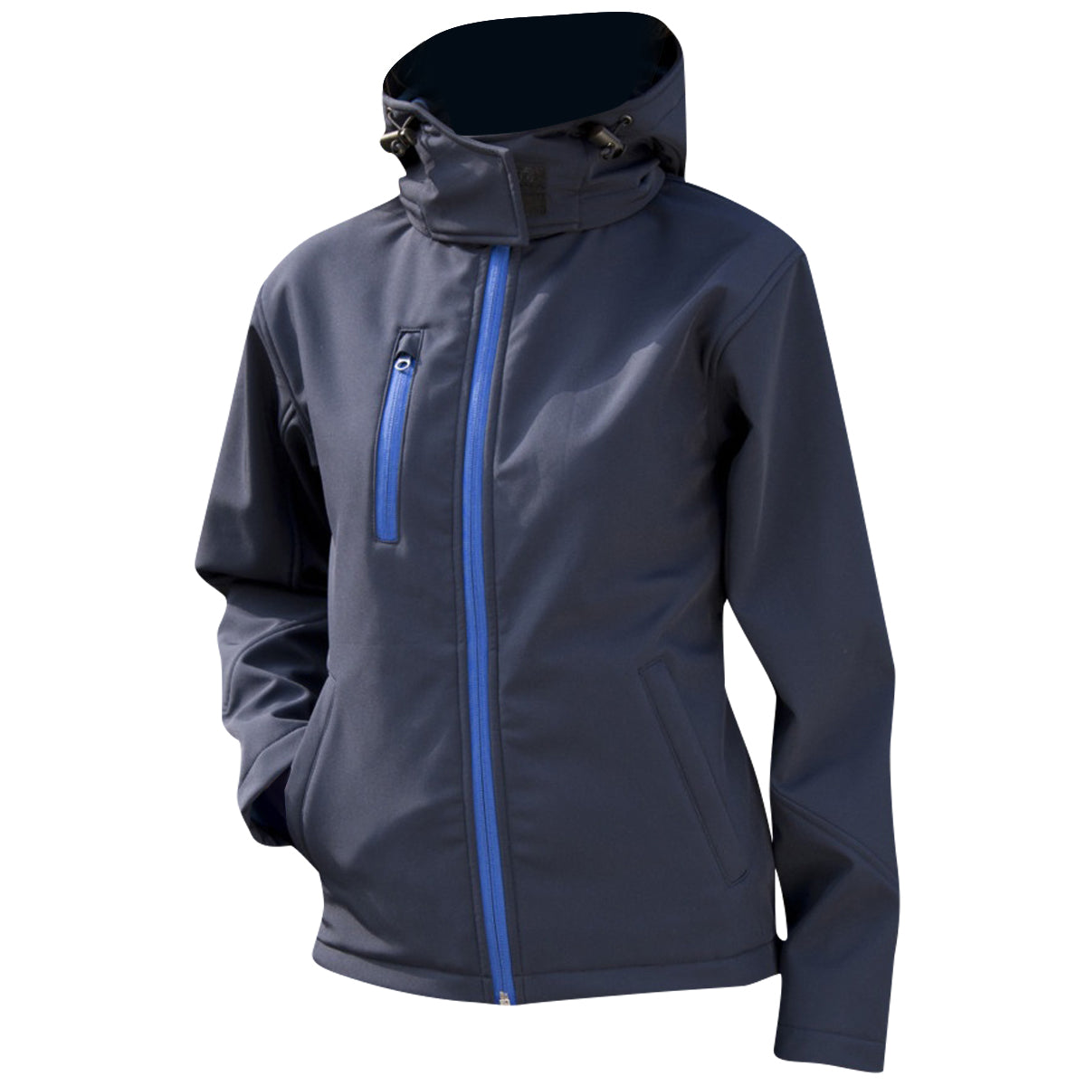 Navy-Royal - Side - Result Core Womens-Ladies Lite Hooded Softshell Jacket