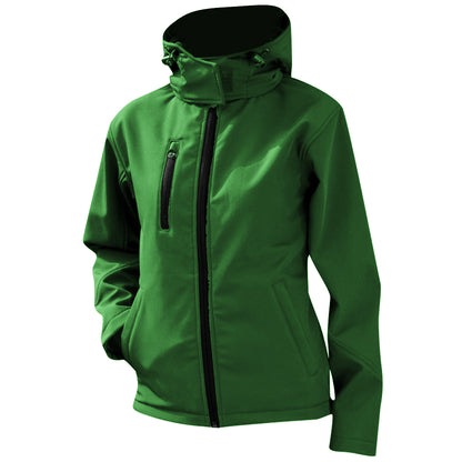 Vivid Green-Black - Front - Result Core Womens-Ladies Lite Hooded Softshell Jacket