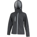 Black-Grey - Front - Result Core Womens-Ladies Lite Hooded Softshell Jacket