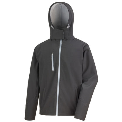 Black-Grey - Front - Result Core Mens Lite Hooded Softshell Jacket