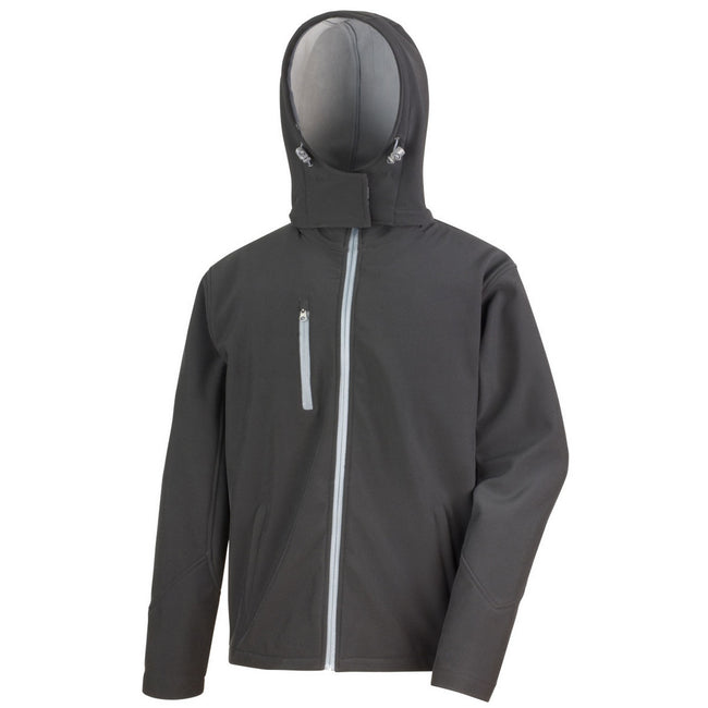 Black-Grey - Front - Result Core Mens Lite Hooded Softshell Jacket