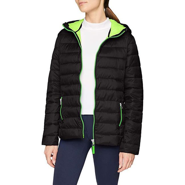 Black-Lime Green - Back - Result Urban Womens-Ladies Snowbird Hooded Jacket