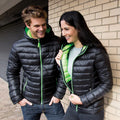 Black-Lime Green - Pack Shot - Result Urban Womens-Ladies Snowbird Hooded Jacket