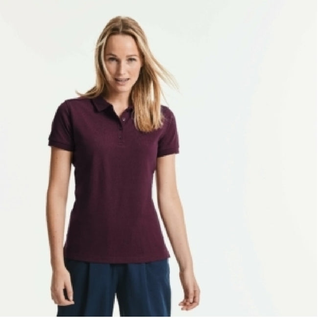 Burgundy - Back - Russell Womens-Ladies Stretch Short Sleeve Polo Shirt