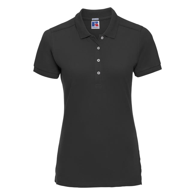 Black - Front - Russell Womens-Ladies Stretch Short Sleeve Polo Shirt