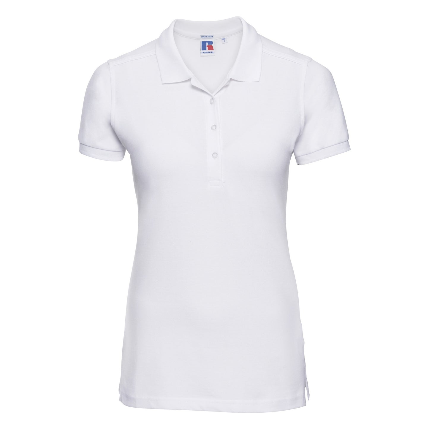 White - Front - Russell Womens-Ladies Stretch Short Sleeve Polo Shirt