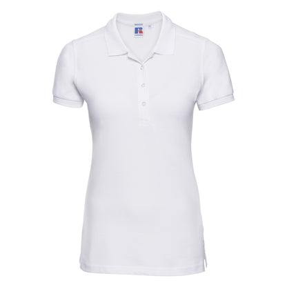 White - Front - Russell Womens-Ladies Stretch Short Sleeve Polo Shirt