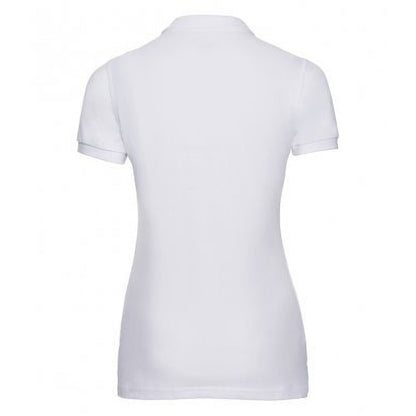 White - Back - Russell Womens-Ladies Stretch Short Sleeve Polo Shirt