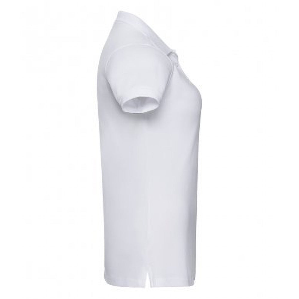 White - Side - Russell Womens-Ladies Stretch Short Sleeve Polo Shirt