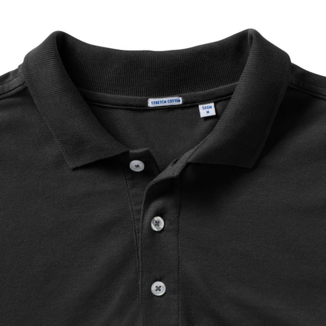 Black - Pack Shot - Russell Mens Stretch Short Sleeve Polo Shirt