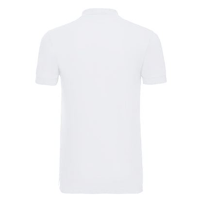 White - Back - Russell Mens Stretch Short Sleeve Polo Shirt