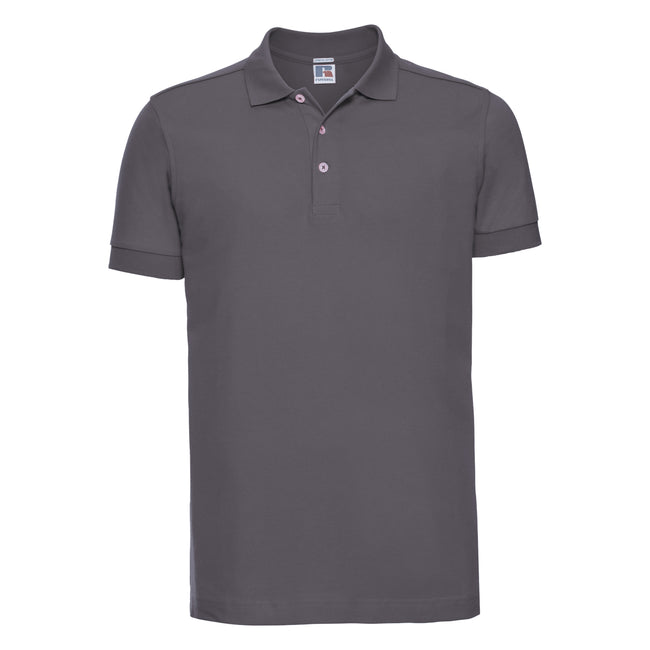 Convoy Grey - Front - Russell Mens Stretch Short Sleeve Polo Shirt