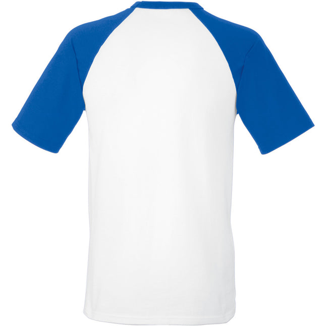 White-Royal Blue - Back - Fruit Of The Loom Mens Short Sleeve Baseball T-Shirt