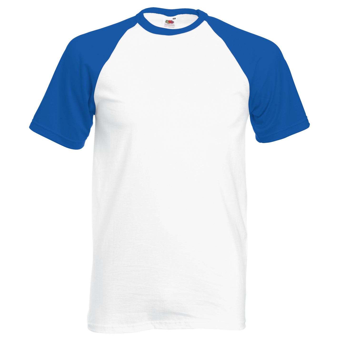 White-Royal Blue - Front - Fruit Of The Loom Mens Short Sleeve Baseball T-Shirt