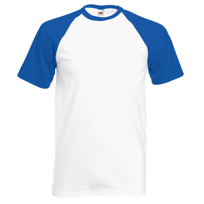 White-Royal Blue - Front - Fruit Of The Loom Mens Short Sleeve Baseball T-Shirt