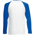 White-Royal Blue - Back - Fruit Of The Loom Mens Long Sleeve Baseball T-Shirt