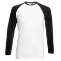 White-Black - Front - Fruit Of The Loom Mens Long Sleeve Baseball T-Shirt