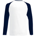 White-Deep Navy - Back - Fruit Of The Loom Mens Long Sleeve Baseball T-Shirt