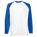 White-Royal Blue - Front - Fruit Of The Loom Mens Long Sleeve Baseball T-Shirt