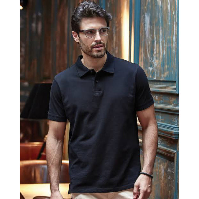 Black - Side - Tee Jays Mens Heavy Pique Short Sleeve Polo Shirt