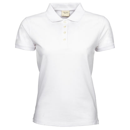 White - Front - Tee Jays Womens-Ladies Heavy Short Sleeve Polo Shirt