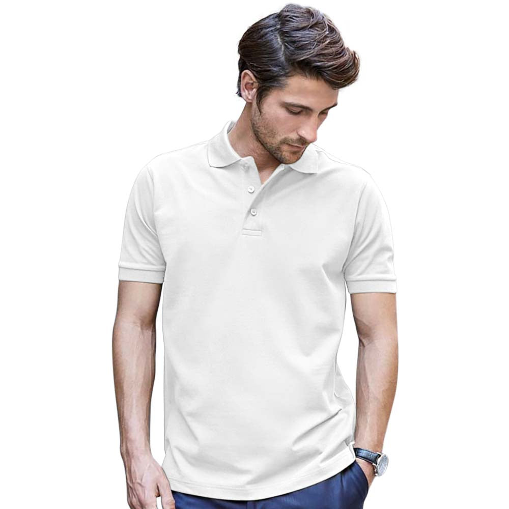 White - Side - Tee Jays Mens Luxury Stretch Short Sleeve Polo Shirt