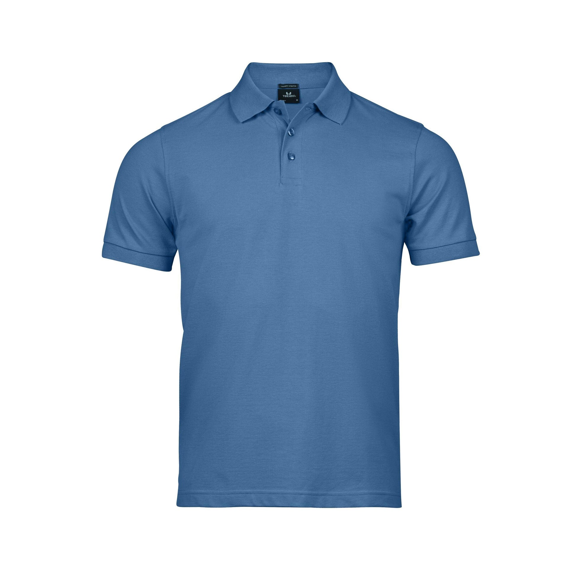 Ocean Blue - Close up - Tee Jays Mens Luxury Stretch Short Sleeve Polo Shirt